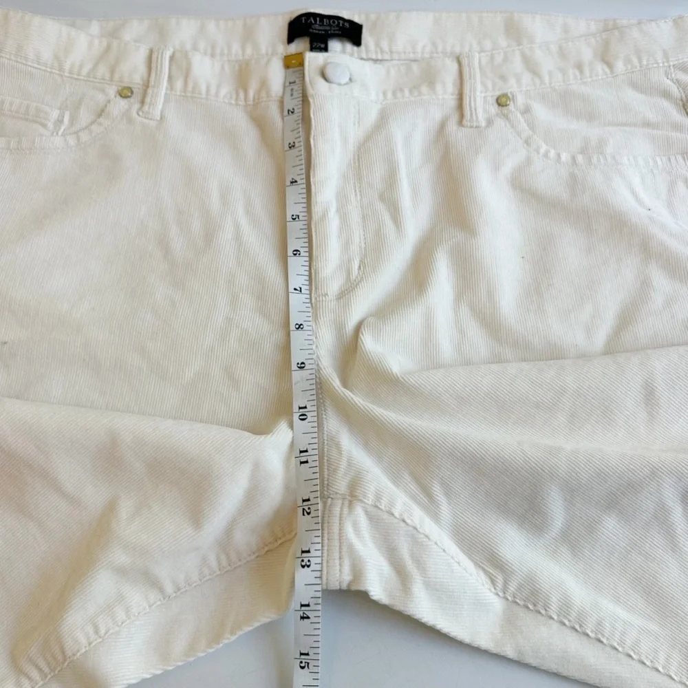 Talbots Petites NWT Corduroy Ribbed Straight Leg Pants Size 22 W Off White Cream